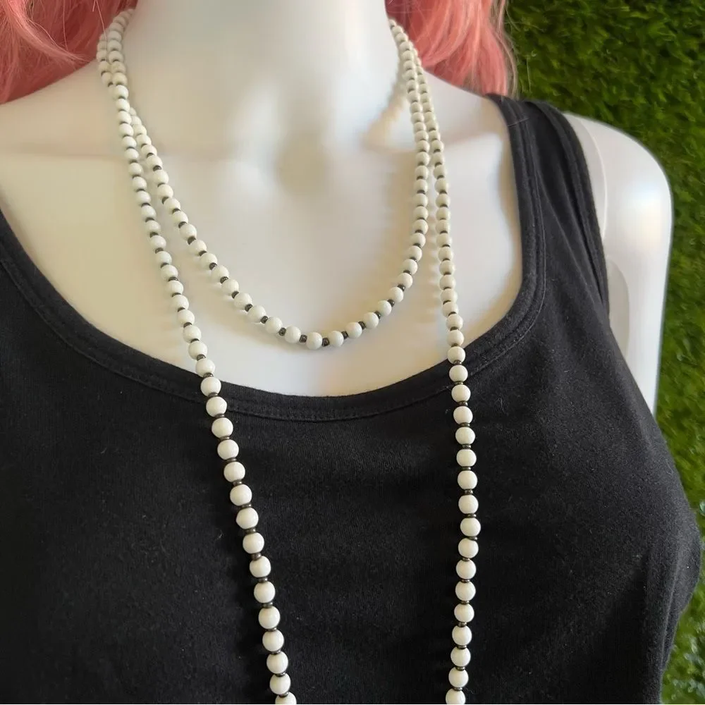 Vintage Long Round Bead Necklace